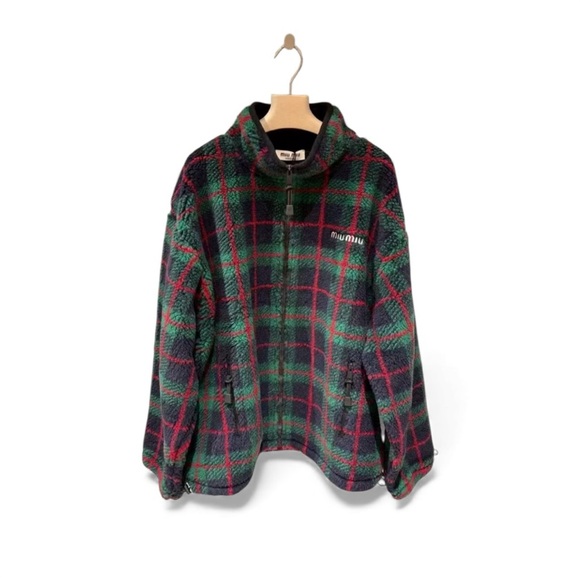 VIP Only Miu Miu Checked teddy zipper jacket - Picture 2 of 4